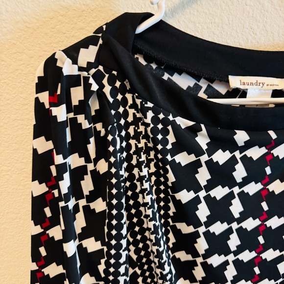 Laundry by Design Dress Black White Houndstooth Print Career Cocktail - Picture 4 of 6